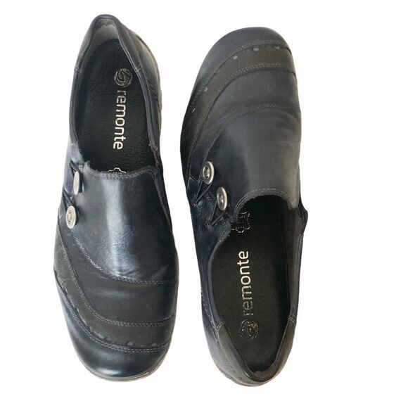 Remonte  Blue leather slip on loafers - Picture 1 of 4